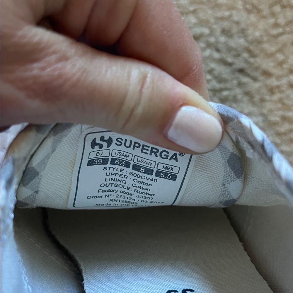 Superga Fabric Gray/White Checkered Gingham Sneakers - Picture 10 of 10